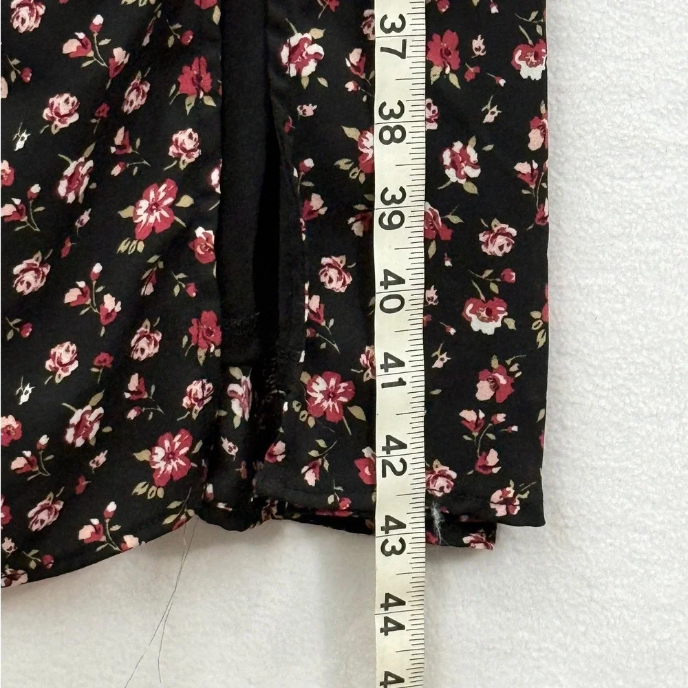 Lola Grace Floral Midi Dress Womens Medium Black Pink Flutter Sleeve Cottagecore